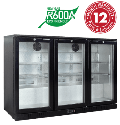 Low Height Backbar Display Refrigerators - Three Swing Doors