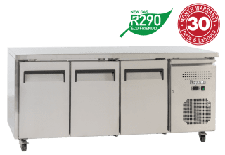 Three Solid Doors Underbench Storage Refrigerators